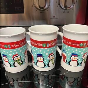 Festive Penguin Mugs - Set of 3